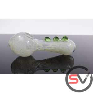 THREE GREEN MARBLE WHITE FRIT PIPE